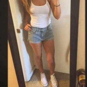 Retro High Waist Jean Shorts - Size 1